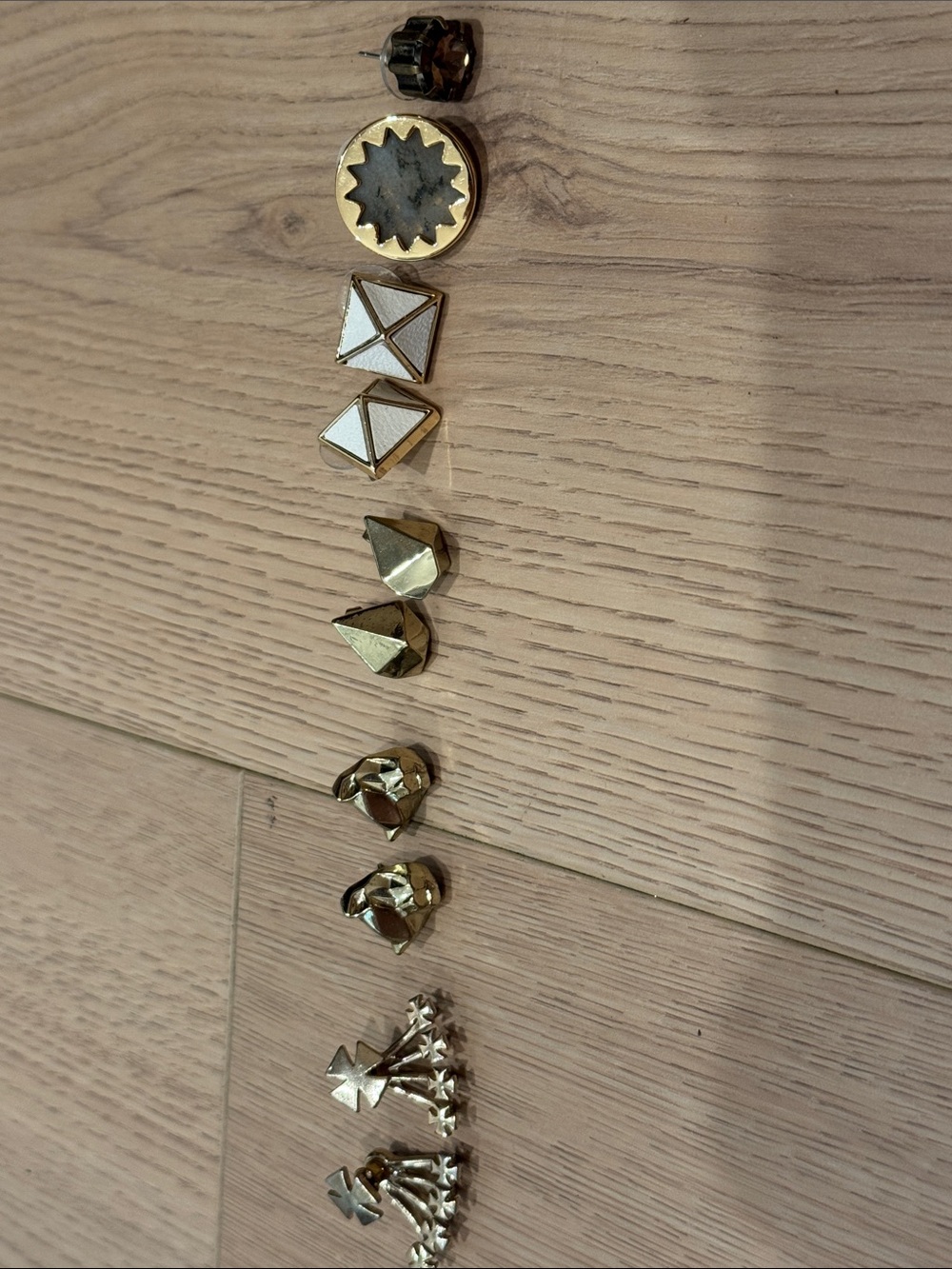 Gold Tone Geometric & Stud Earring Set - Women's Fashion Earrings